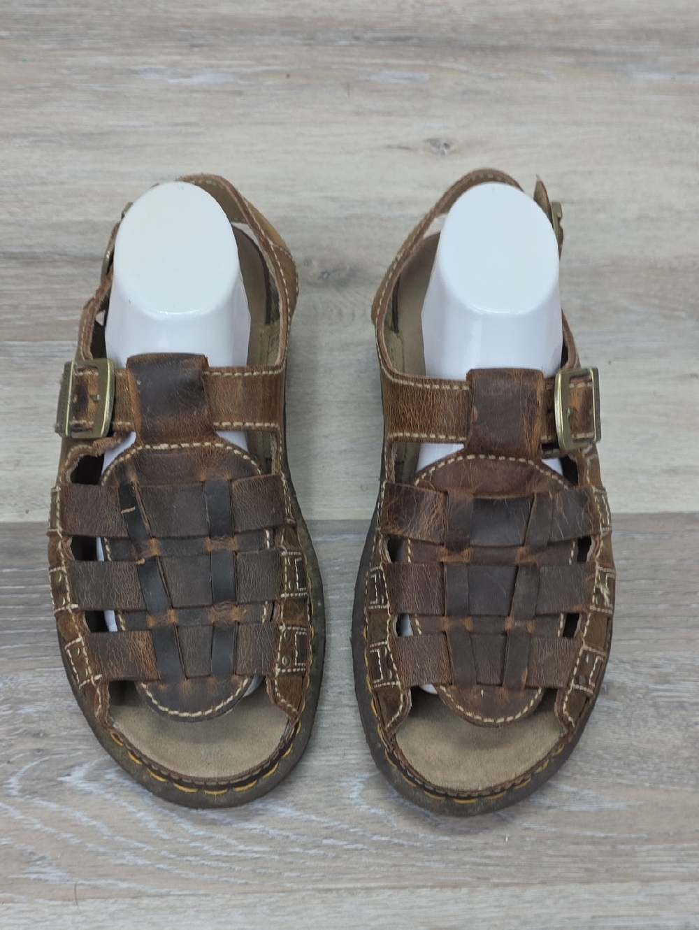 VNTG Doc Marten Mens Stanley Brown  Fisherman Leather Sandal with Buckle Sz 11